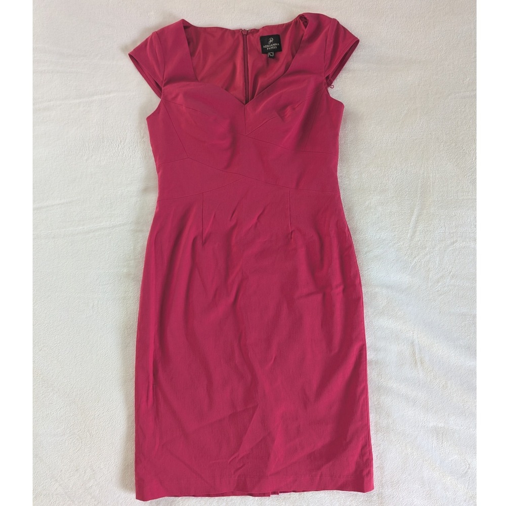 Adrianna Papell Hot Pink Cap-Sleeve Sheath Dress